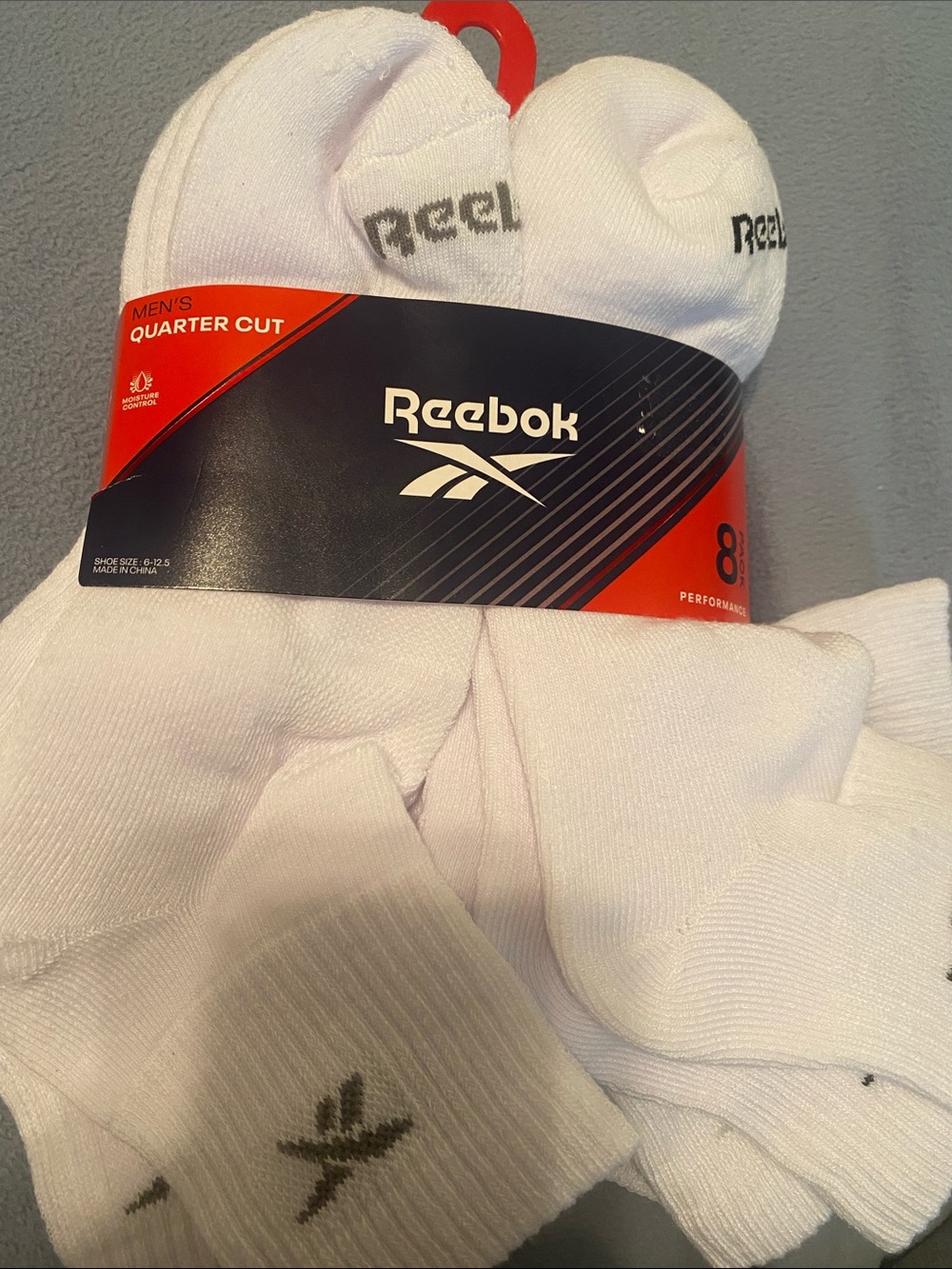 Reebok Men's White Athletic Quarter Socks - 8 Pack